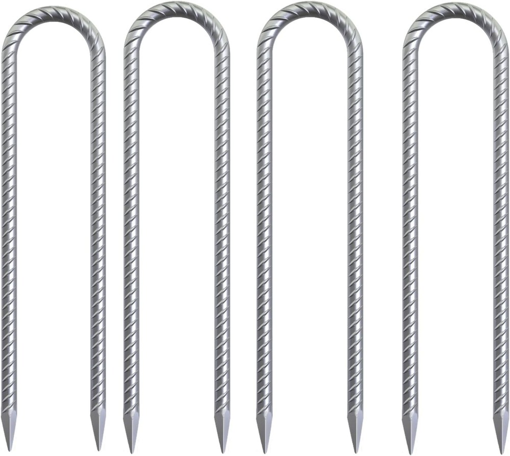 Trampoline Tie Down Anchor Kit 16 Inch Galvanized U Shaped Rebar Ground Stake…