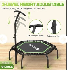 BCAN 48 “Octagonal Fitness Rebounder, Mini Trampoline, Max 450lbs, With Handle