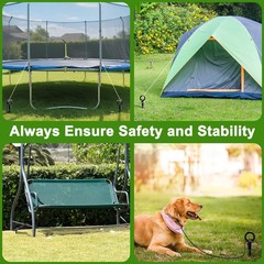 18″ Trampoline Stakes, 4 Pack Heavy Duty Ground Anchors with Safety Belts, Tr…