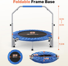 BCAN SP2 40/48″ Foldable Mini Trampoline Max Load 330Lbs/440Lbs, Fitness Rebound