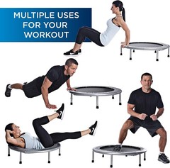 36″ Foldable Mini Trampoline Rebounder Adults W/ Smart Workout App Black