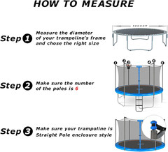 Replacement Trampoline Enclosure Net for 6 Poles – Weather-Resistant Safety Net