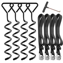 4 Piece Ground Anchor Set for Trampoline Ground Anchoring Galvanized and Stainless …