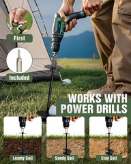 4 Pack Heavy Duty Trampoline Stakes with Nut Driver, Screw in Ground Anchor