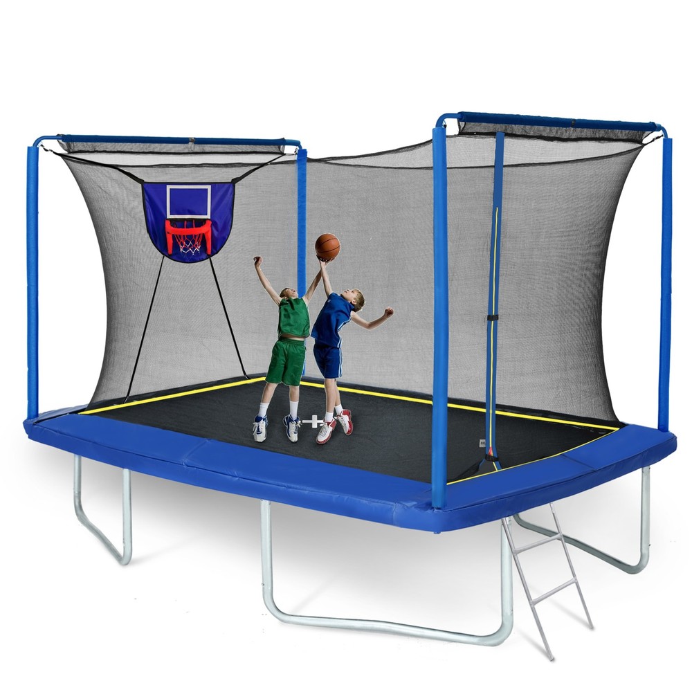 YC 8 by 12FT Rectangular Trampoline w/ Basketball Board Inflater Ladder ASTM CPC
