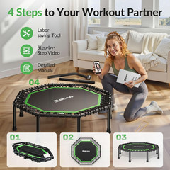BCAN 51″ Octagonal Mini Trampoline, Max Load 450 LBS Fitness Trampoline with T-A