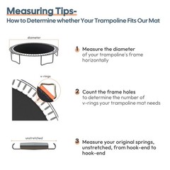 12′ 13′ 14′ 15′ Round Trampoline Mat Replacement 72-96 Rings 5.5″ 7″ 8.5″ Spring
