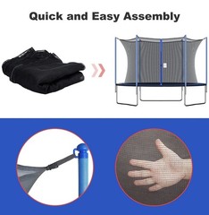 Trampoline Net Replacement for Straight Pole 14ft Round Frame Enclosure 4 Poles
