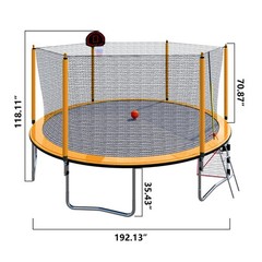 16FT Trampolines for Kids Trampoline With Enclosure Soccer Goal for Outdoor Jump