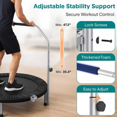 40″ Foldable Mini Trampoline for Adults – Compact Fitness Rebounder with Adjusta
