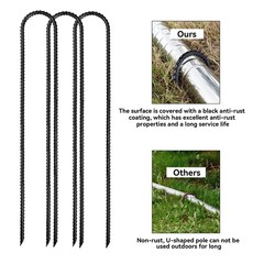 Trampoline Ground Anchors 24-Inch Heavy Duty U Rebar Stakes for Trampoline, D…