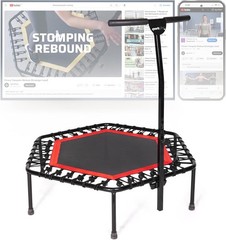 Sportplus+ Indoor Trampoline, Blue/Green/Red, Rebounder Home Fitness Trampoline
