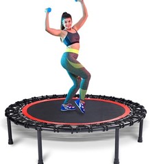Mini Fitness Trampoline W/ Bungees Stable & Quiet Rebounder Adults Workouts