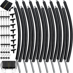 12Ft 8 Pcs Trampoline Curved Poles Replacement with Enclosure Net, Trampoline Cu
