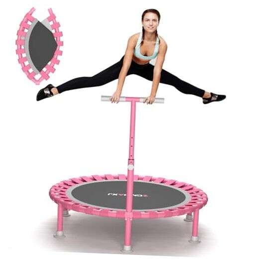 Foldable Mini Trampoline, 40″ Rebounder Trampoline for Adults & Kids, Pink