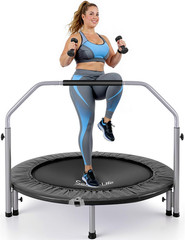 40″ Foldable Mini Trampoline for Adults – Compact Fitness Rebounder with Adjusta