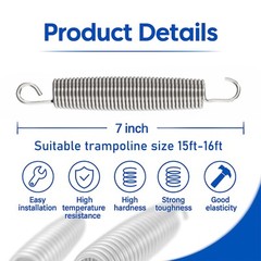 7 Inch Trampoline Springs Kit, Heavy Duty Stainless Steel Springs with Instal…