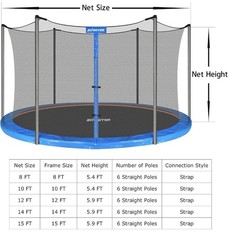 15 FT Safety Enclosure Net for 6 Straight Poles Round Trampoline