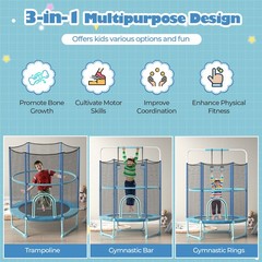 5 FT Trampoline for Kids w/ Safe Guardrails Foamed Handle No Gap Design Blue