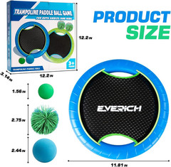 Trampoline Paddle Ball Set with 2 Bouncy Paddles & 4 Balls – Soft Foam Design fo
