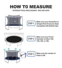 Trampoline Net Replacement for Straight Pole 14ft Round Frame Enclosure 4 Poles