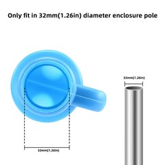 6 PCS 1.26 Inch 32mm Diameter Trampoline Enclosure Pole Cap Net Hook Blue