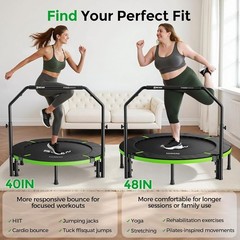 Ultra Stable Trampoline W/ Adjustable Handle Supports 330Lbs Quick Assembly New
