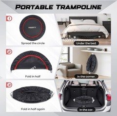 48 Inch Folding Mini Trampoline, Silver-1, TT-8014B 550 LBS