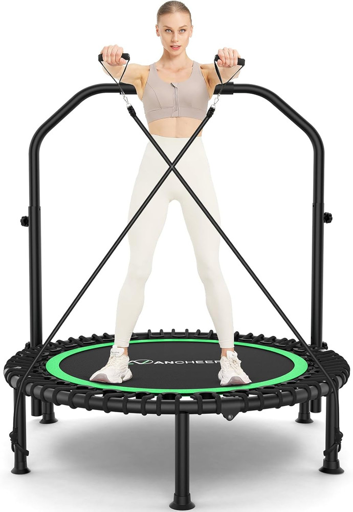 40″/48″ Foldable Mini Trampoline,Max Load 450Lbs/550Lbs Indoor Trampoline,With 4
