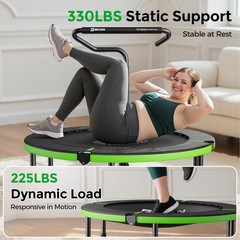 40″/38″ Foldable Mini Trampoline, Rebounder Trampoline for Adults, U/T Adjustabl
