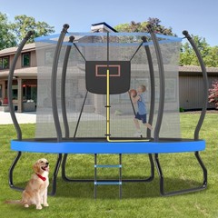 8ft 10ft Trampoline with Basketball Hoop & Ladder Outdoor Backyard Trampolines
