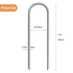 12 in U Shaped Rebar Stakes, (10 Pack) U Shape Ground Stakes, Galvanized Reba…