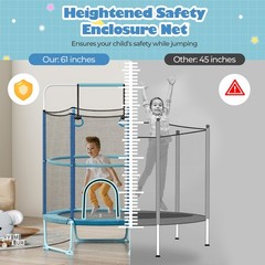 5 FT Trampoline for Kids w/ Safe Guardrails Foamed Handle No Gap Design Blue