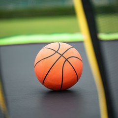 15ft Trampoline with Basketball Hoop, Inflator & Ladder, Green