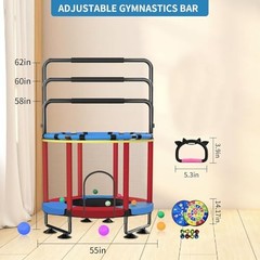 Trampoline for Kids, Upgrade Full Anti-Rust 440lbs Indoor 60 A1-Blue Red Red