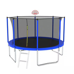 12FT Trampoline for Kids & Adults with Basketball Hoop and Ball, with Safety Enc