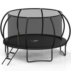 12FT Outdoor Trampolines with Enclosure Net and Ladder，Round Trampoline for Kids