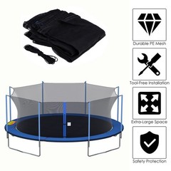 12/13/14/15ft Trampoline Safety Net Round Replacement Fit 4 6 8 Poles Enclosure