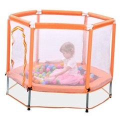 55″ Indoor/Outdoor Kids Jumper: Safety Enclosure Net, Ball Pit Included Orange