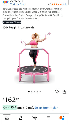 Joyspot Pink Adult Fitness Trampoline Healthy Lifestyle