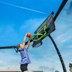Jumpflex MEGA 14′ Trampoline, Outdoor Playset with PROJAM Basketball Hoop, Black
