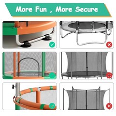 55″ Toddler Mini Trampoline for Kids, Indoor Outdoor Toys with Green-Orange