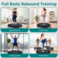 40″ Foldable Mini Trampoline for Adults – Compact Fitness Rebounder with Adjusta