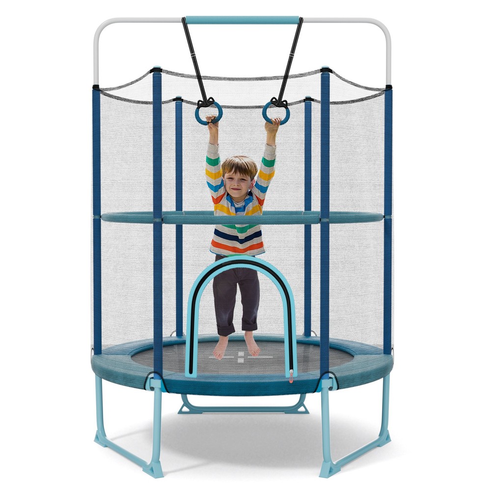 5 FT Trampoline for Kids w/ Safe Guardrails Foamed Handle No Gap Design Blue