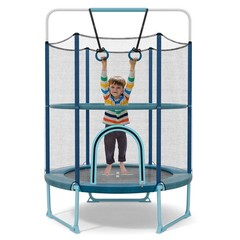 5 FT Trampoline for Kids w/ Safe Guardrails Foamed Handle No Gap Design Blue