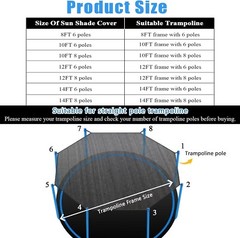 Trampoline Shade Cover,Outdoor for Backyard Playground (8FT 6 Poles)