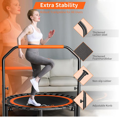 Mini Trampolín Plegable 40/48″ Fitness con Cuerdas Elásticas, Soporta 330 lb
