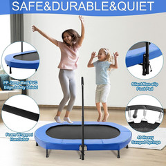 Kids Trampoline Mini Rebounder with Adjustable Handle Foldable Trampoline for 2