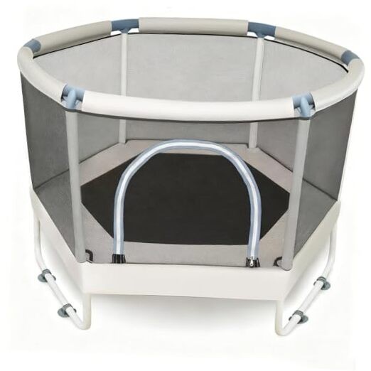 LUSK 60” Kids Trampoline, Indoor Toddler Trampoline with Safety Net, Blue