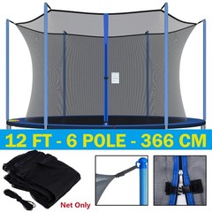 Trampoline Safety Net Replacement For Round Trampoline 12 FT 6 Poles w/ Zipper